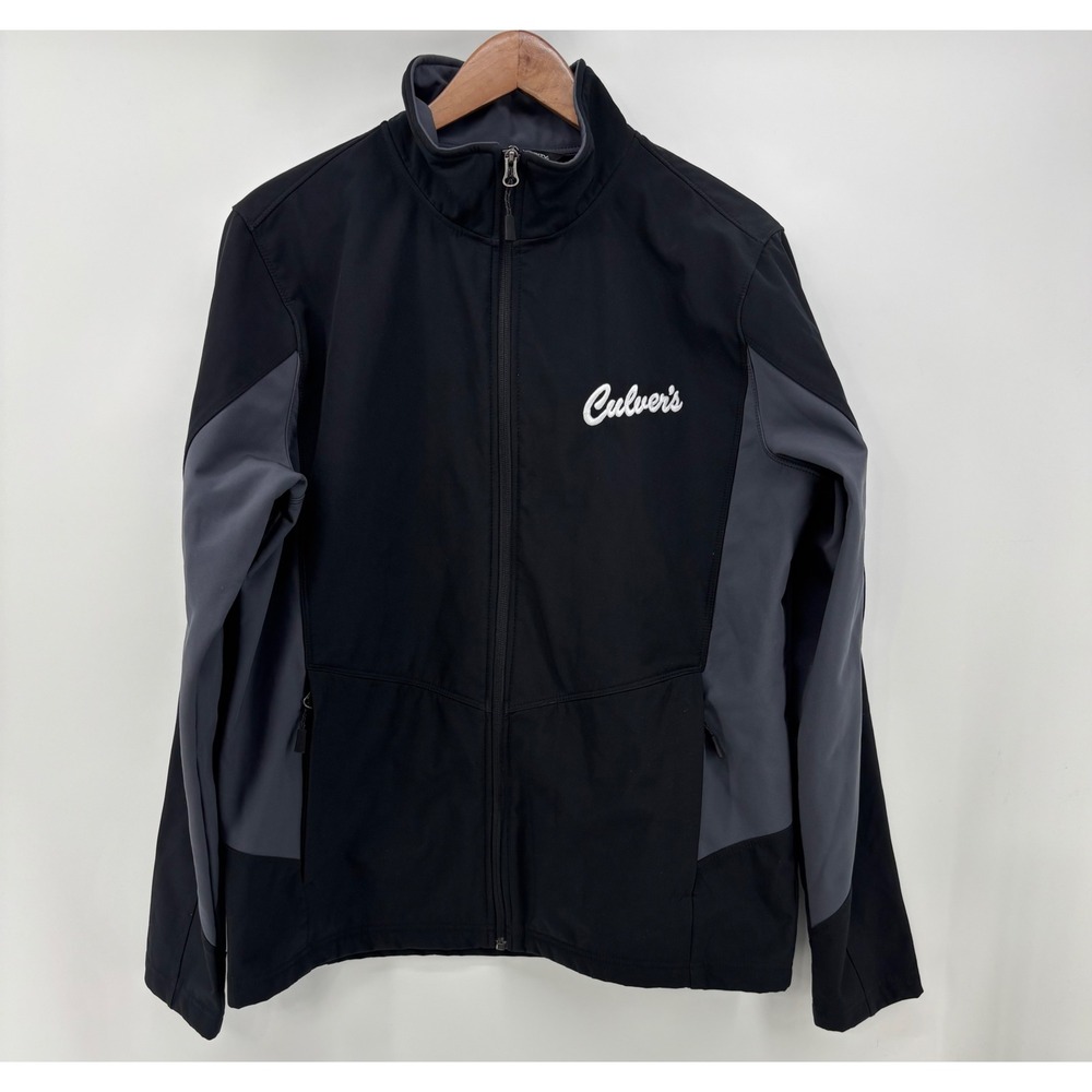 Culver's Employee Jacket Men's Medium Softshell Fleece Lined Black Gray